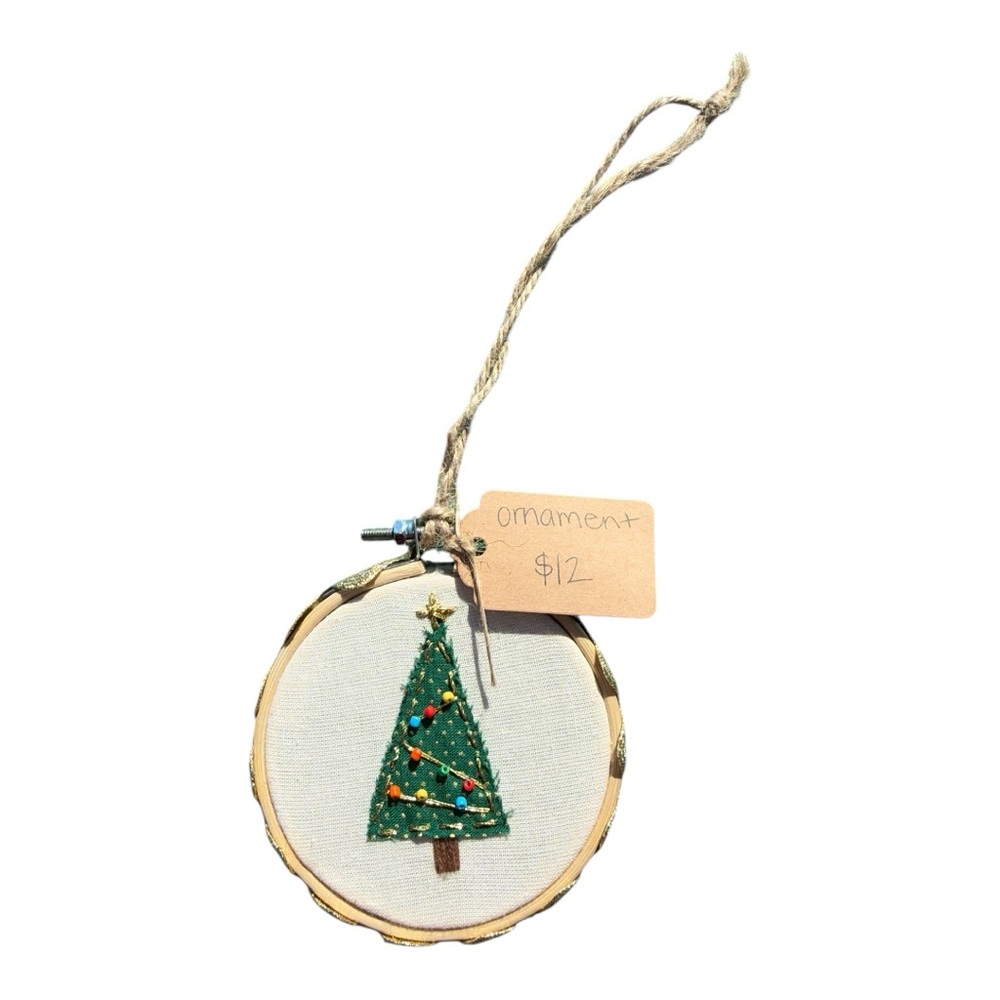 Hand Embroidered Christmas Tree Ornament
